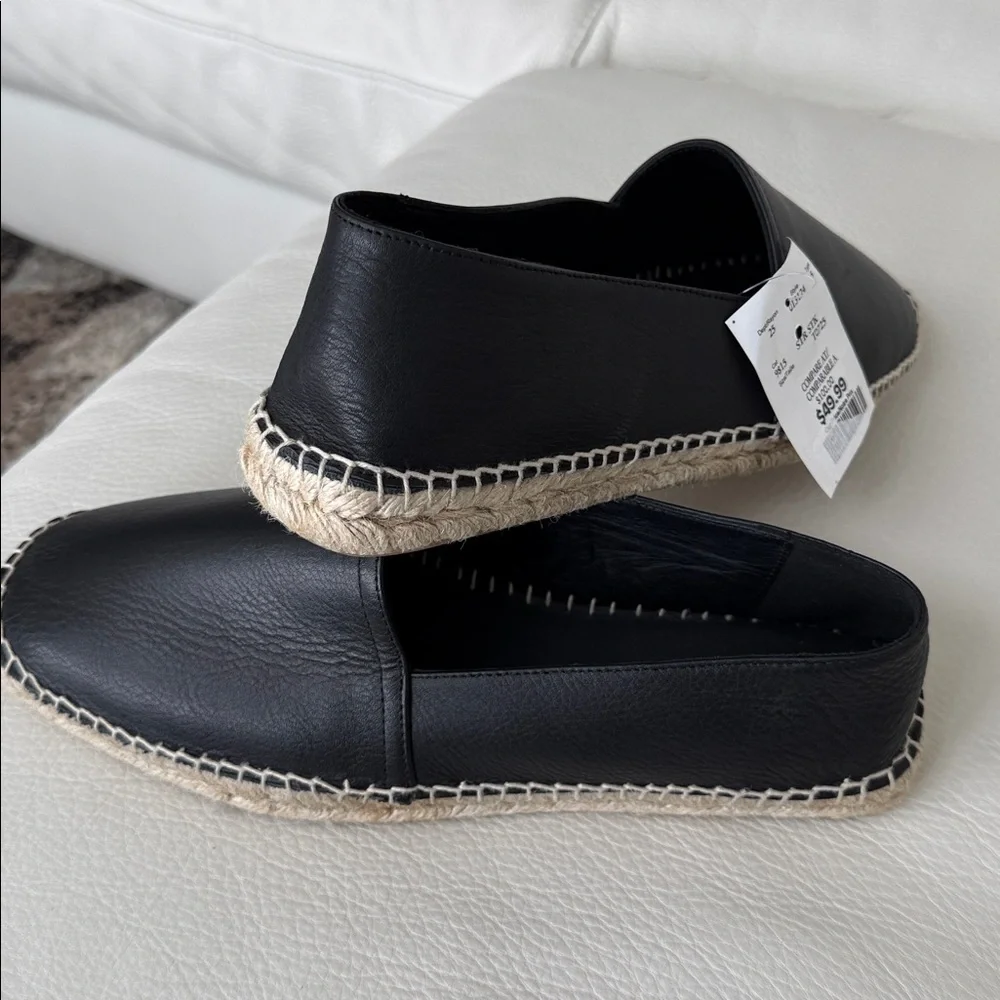 Massimo Dutti Black Leather Loafers Unisex Ladies 13 Men’s 11.5 - Picture 4 of 7